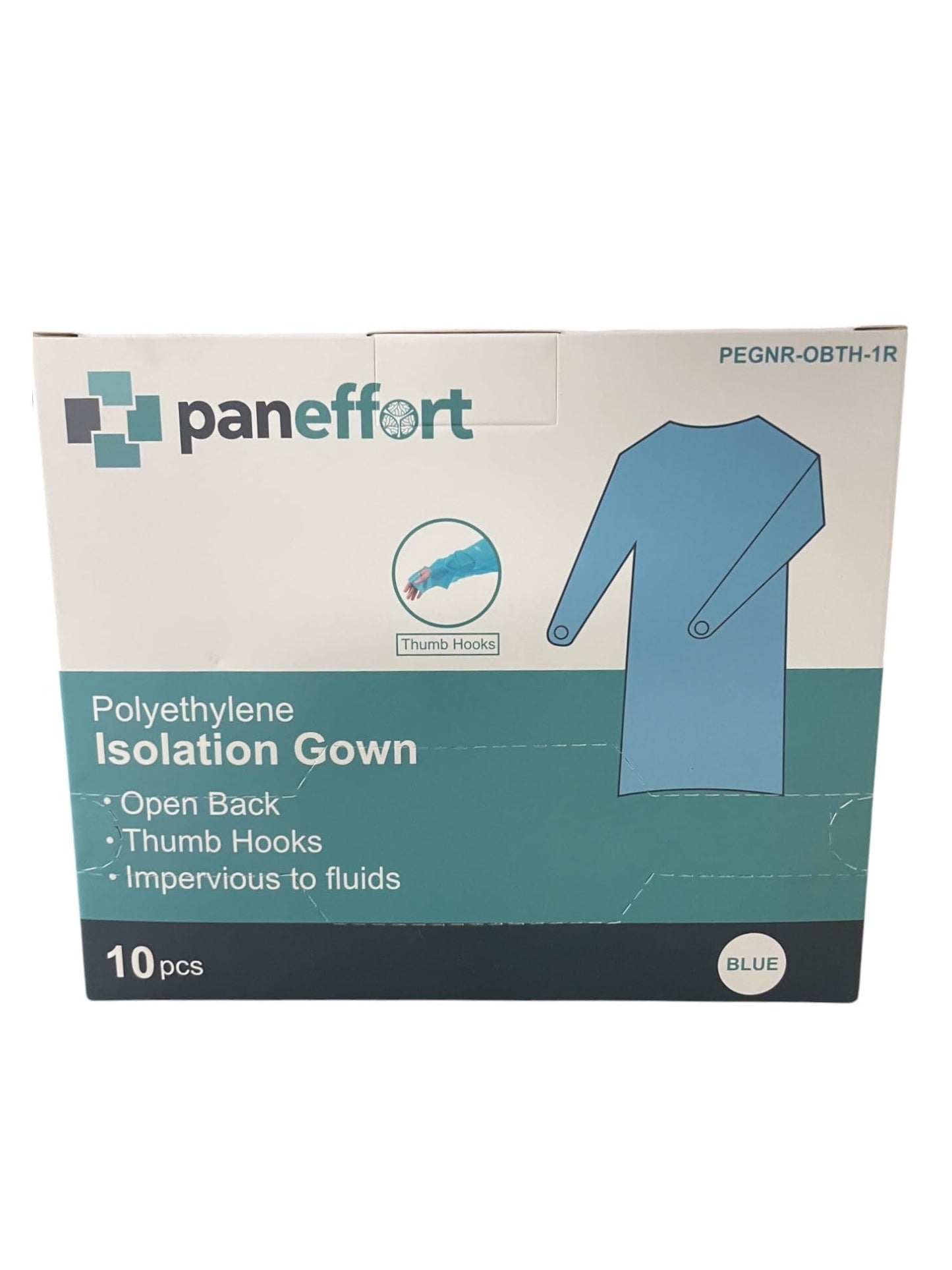 Disposable Lightweight Gown Blue Universal Size Polyethylene Long Sleeve Thumb Loops Long Sleeves 200 Pack