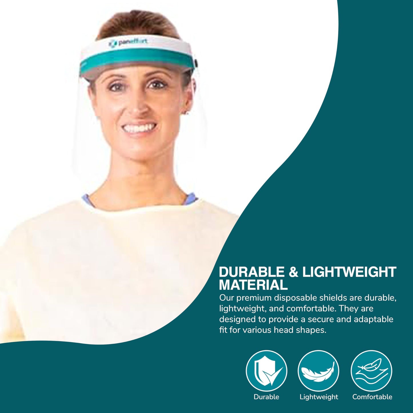 Anti-Fog Face Shield with Full-Length Lens Foam Head Protection Latex Free with Elastic Head Band (Pack of 96)