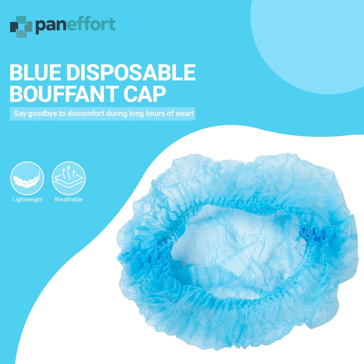 Bouffant Caps Lightweight Blue Elastic Closure Suitable for Medical and Industrial Environments (Pack of 2,000)
