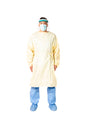 Disposable Isolation Gowns Yellow Lightweight Elastic Cuffs Long Sleeves (100 Pack)