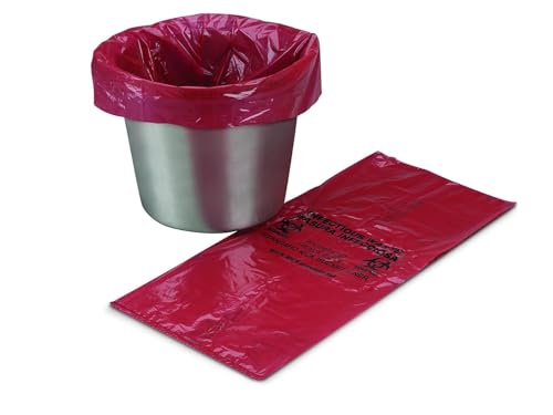 Disposable Kickbucket Liners | 250-Pack | Clear & Red Biohazard Options, Leak-Resistant Liners for Medical & Surgical Use