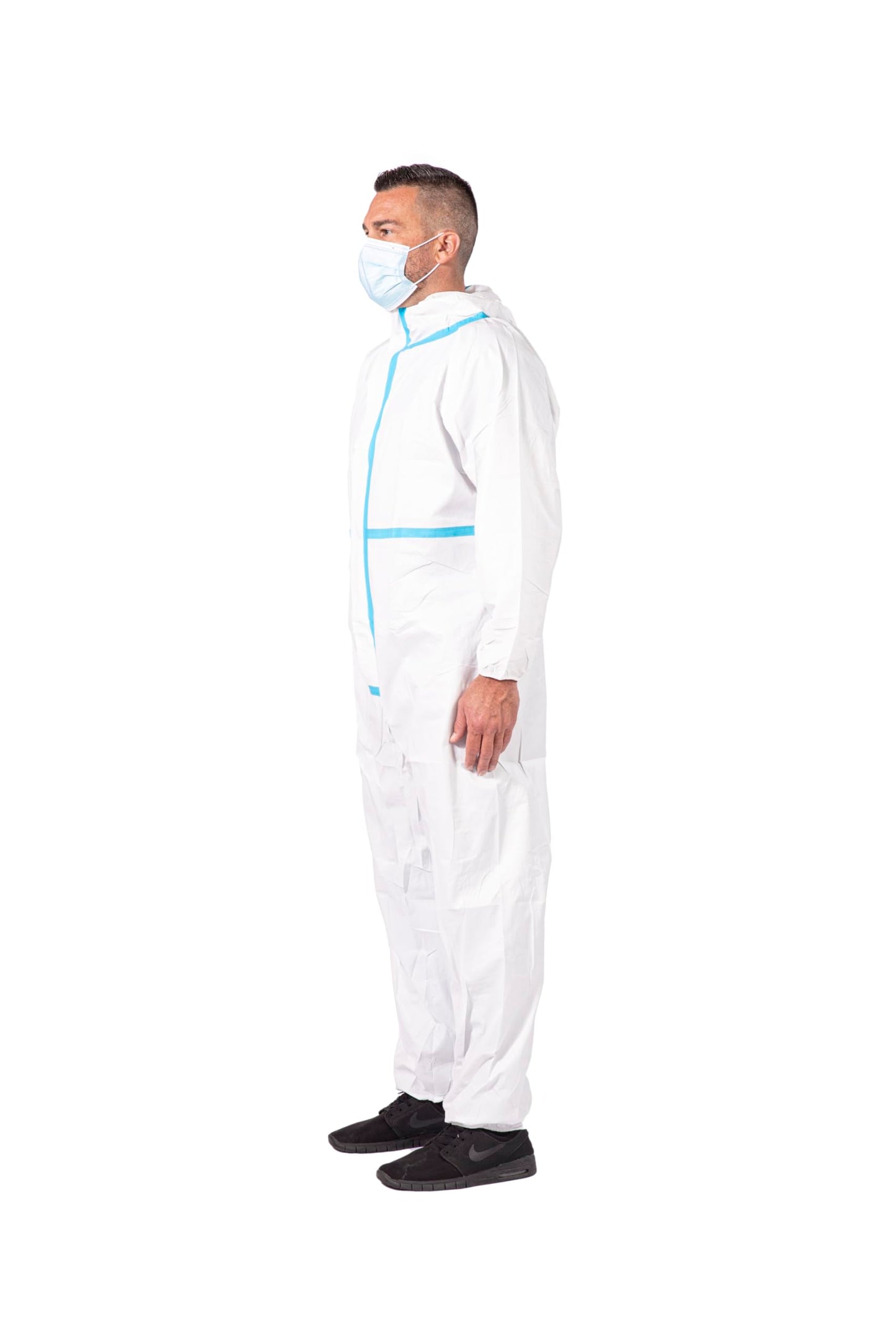 Heavyweight Disposable Coveralls with Hood | 25-Pack | PP+PE, Taped Seams, Elastic Wrists, White, Individually Packaged