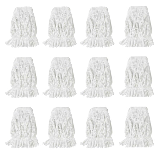 Paneffort 16oz Fantail Mop Heads | 12-Pack | Durable, High-Absorbency Rayon Construction, Ideal for Commercial or Industrial Cleaning