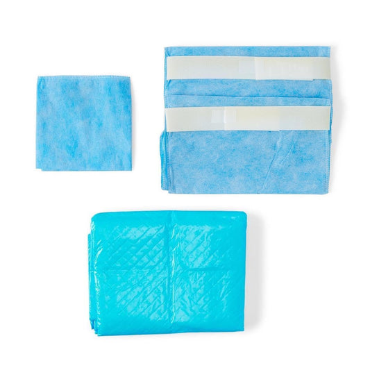 Combo Linen Pack | 30-Pack | Packs Contain 40" x 90" OR Table Sheet, Disposable Headrest Cover, 2 Armboard Covers with Straps | Disposable Turnover Kit for Surgical, Medical Setting