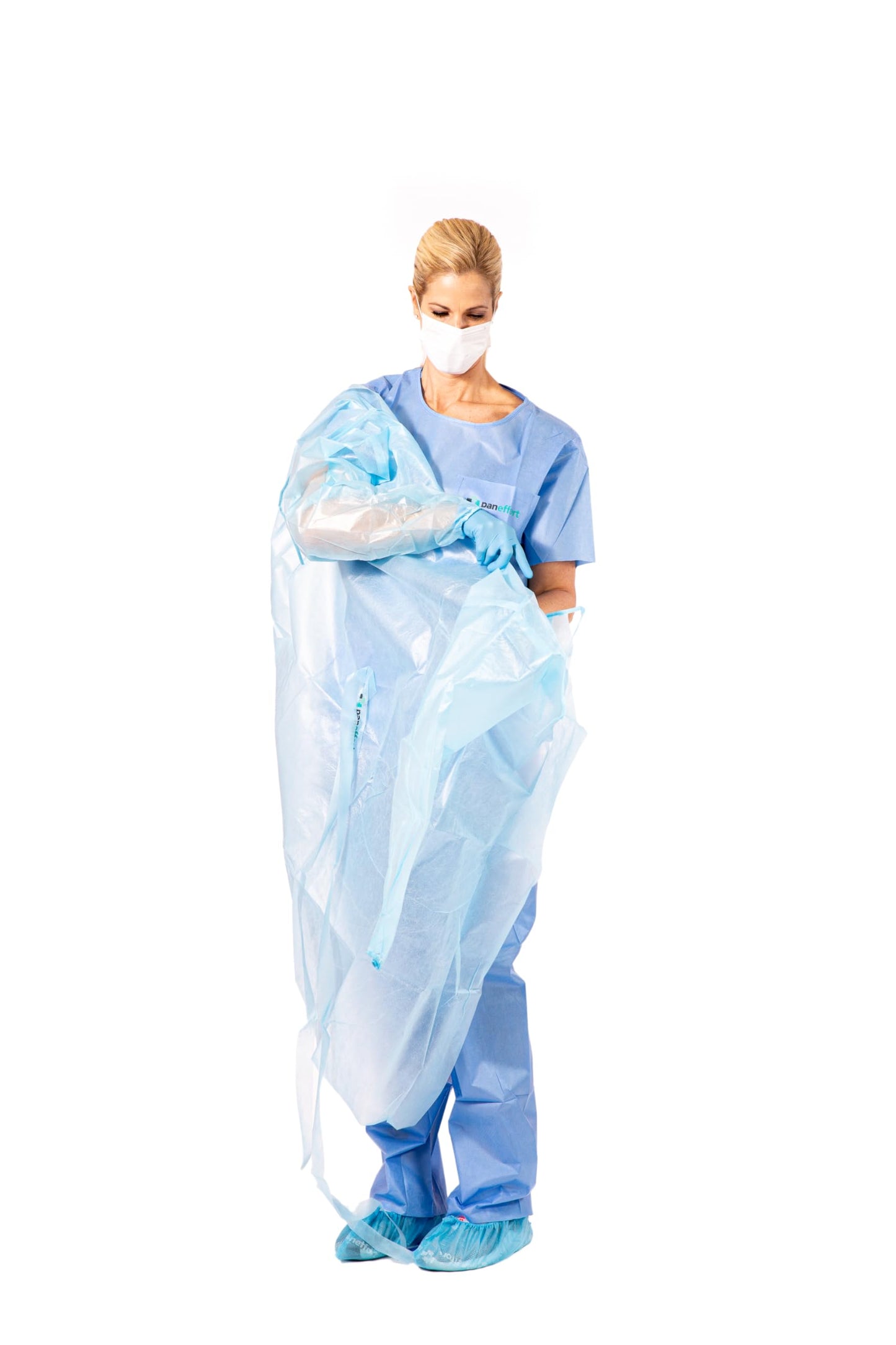 Disposable Scrub Sets Short Sleeve Scrub Shirt Elastic Waist Pant with Pockets Blue (Case of 100)