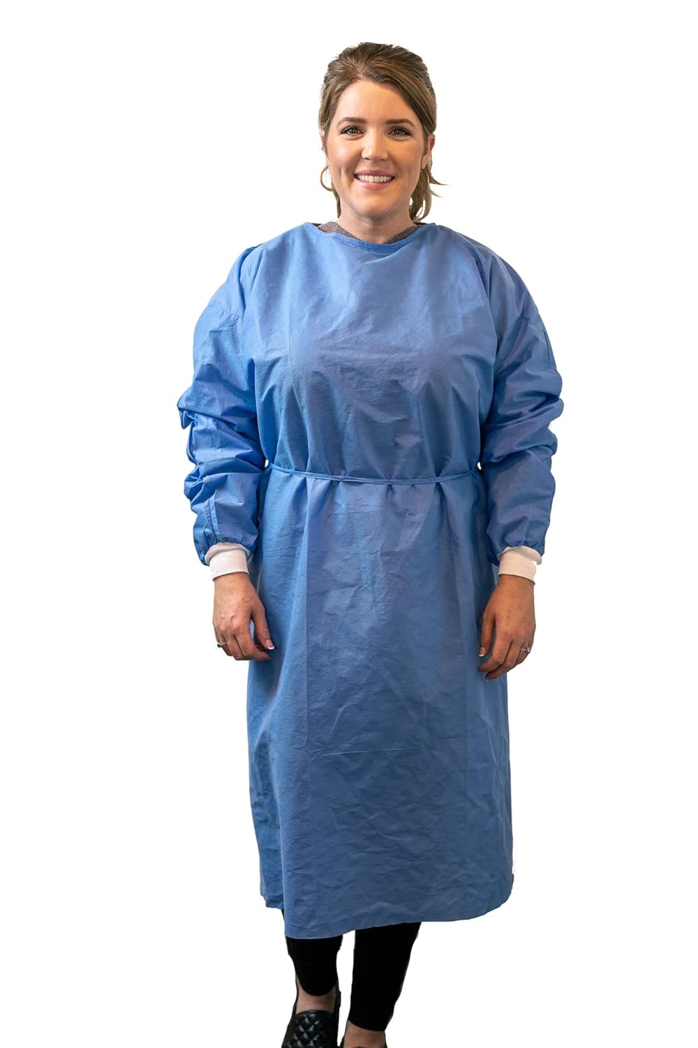 Paneffort Isolation Gowns | 100-Pack | Disposable, Large, Blue SMS, Long Sleeves with Knit Cuffs, Waist & Neck Ties | Residential, Commercial, Medical, Dental, Lab, & Hospital Use
