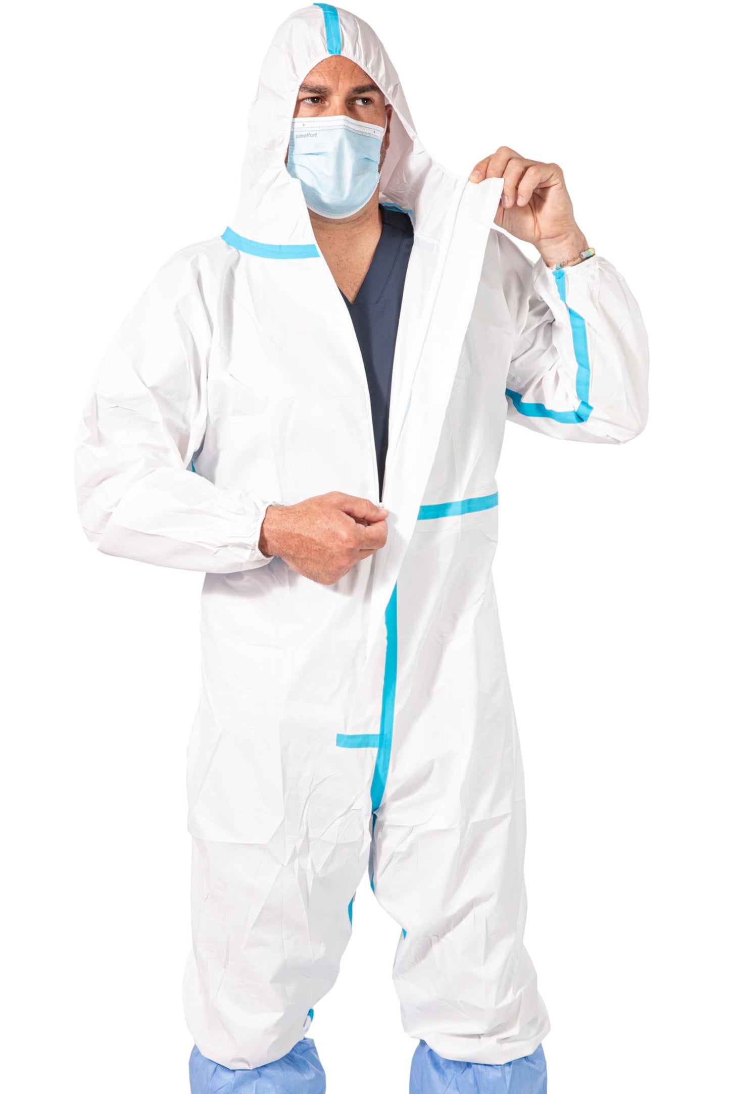 Heavyweight Disposable Coveralls with Hood | 25-Pack | PP+PE, Taped Seams, Elastic Wrists, White, Individually Packaged