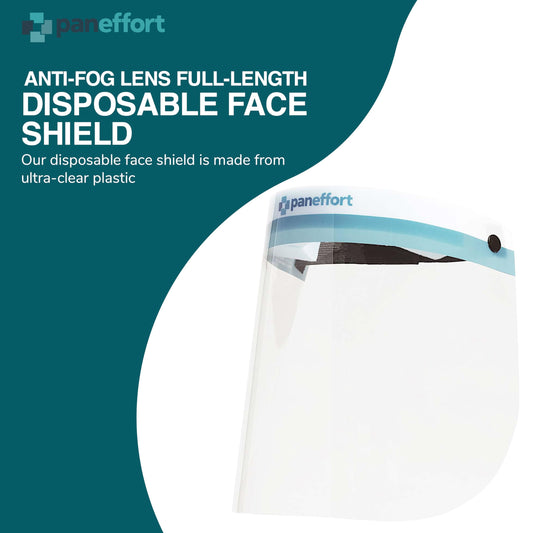 Anti-Fog Face Shield with Full-Length Lens Foam Head Protection Latex Free with Elastic Head Band (Pack of 96)