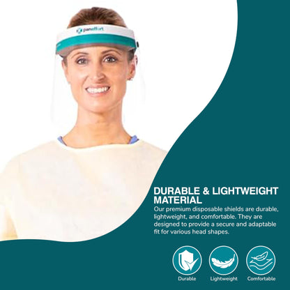 Anti-Fog Face Shield with Full-Length Lens Foam Head Protection Latex Free with Elastic Head Band (Pack of 96)