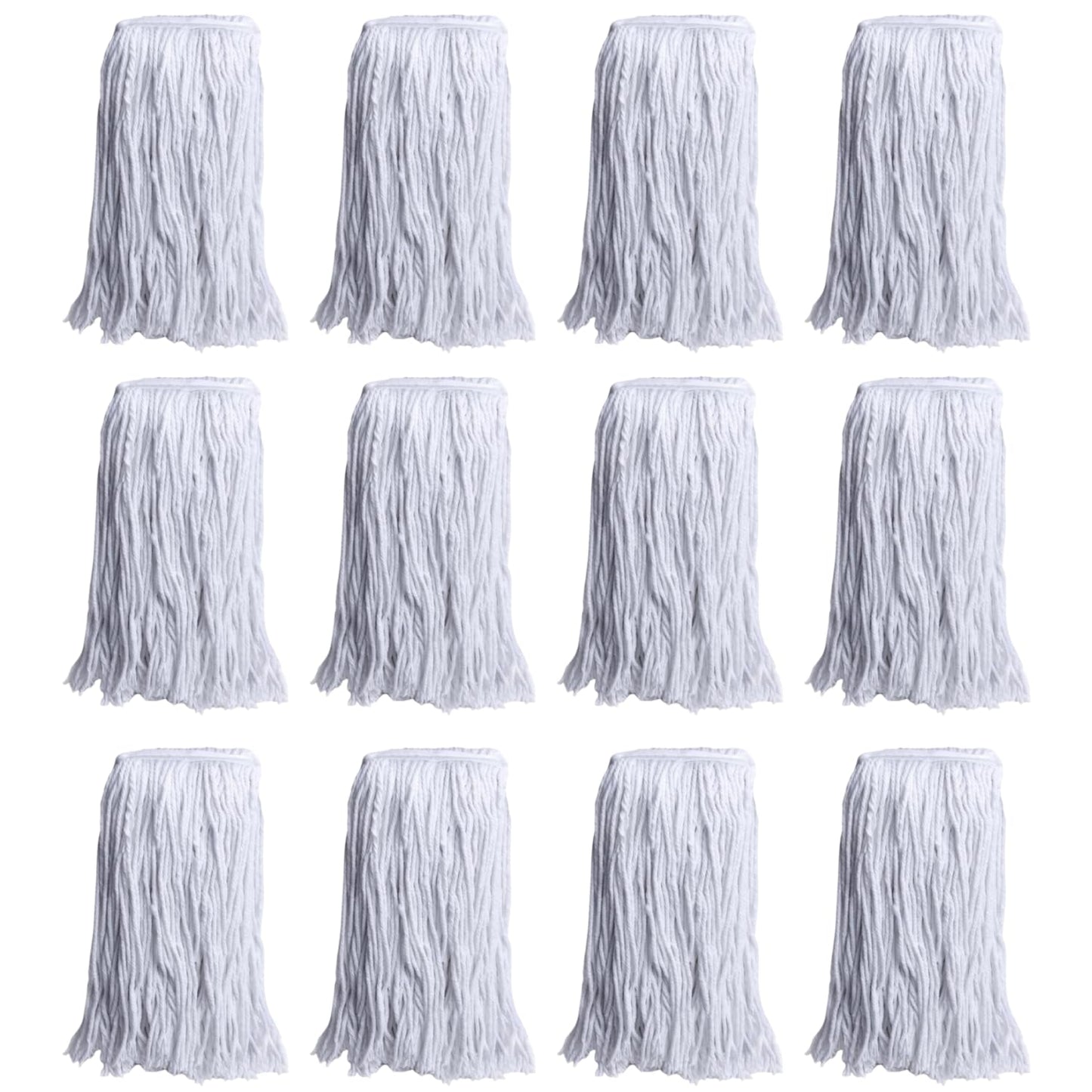 Paneffort 16oz Mop Heads | 12-Pack | Durable, High-Absorbency Rayon Construction, Ideal for Commercial or Industrial Cleaning