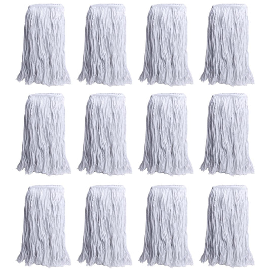 Paneffort 16oz Mop Heads | 12-Pack | Durable, High-Absorbency Rayon Construction, Ideal for Commercial or Industrial Cleaning