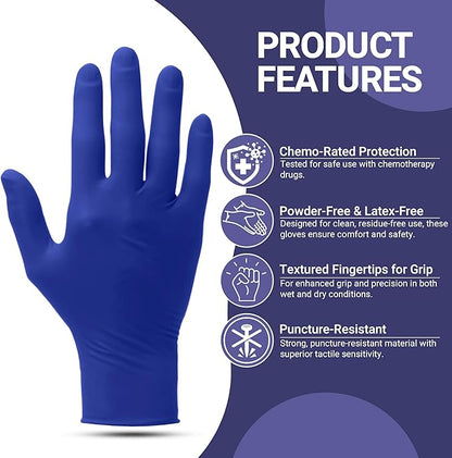 SafeSource Direct Ameri-Touch™ Nitrile Exam Gloves | 100-Box | Made in USA, Powder-Free, Chemo-Rated, Disposable