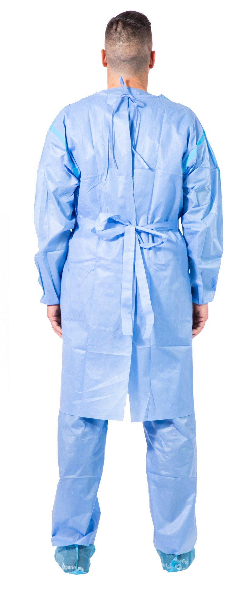 Disposable Isolation Gowns Blue Heavyweight Elastic Cuffs Long Sleeves (100 Pack)
